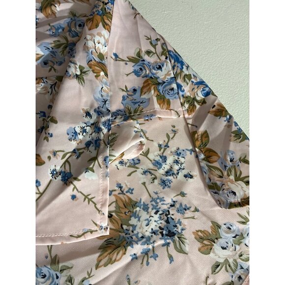 Zanzea Blouse top Womens Floral Print size L Pink Blue Polyester Lightweight - Picture 7 of 9